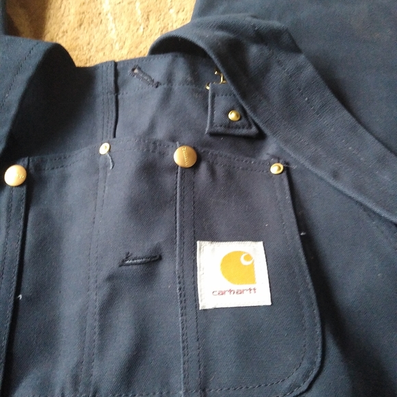 Carhartt Canvas Bib Quilted Overalls Navy Blue 42x34 NWT! - Picture 2 of 6